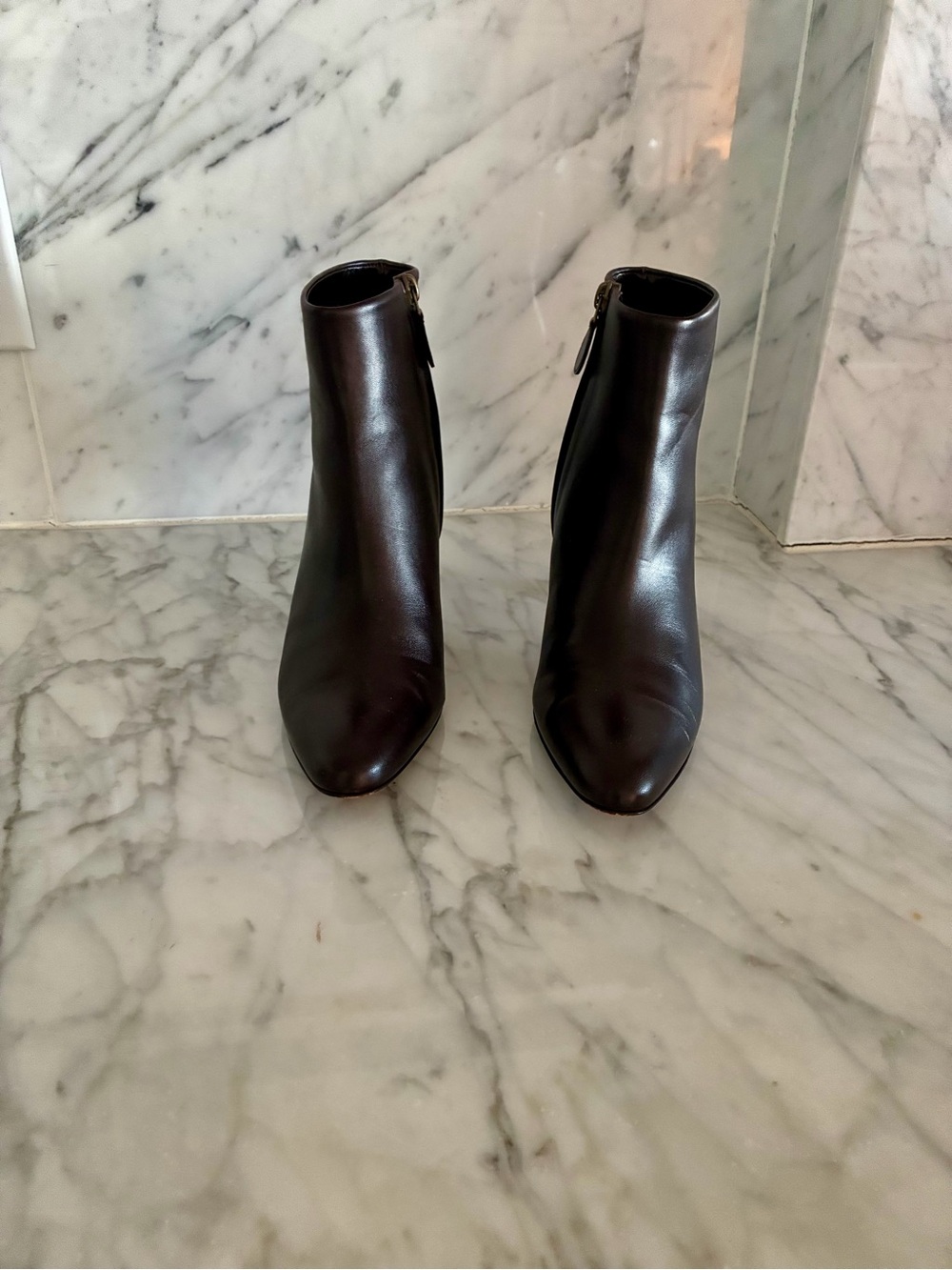 Salvatore Ferragamo Dark Brown Leather Ankle Boots - barely worn - Picture 3 of 4